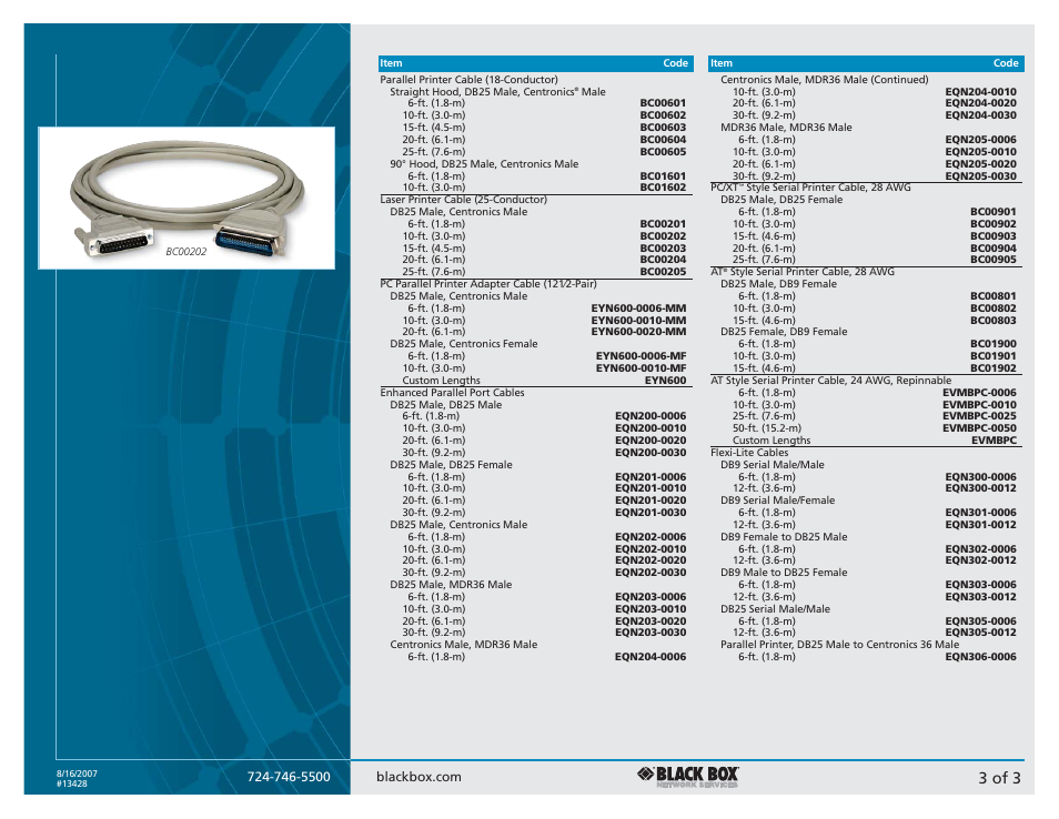 3 of 3 | Black Box PC to Printer Cables User Manual | Page 3 / 3