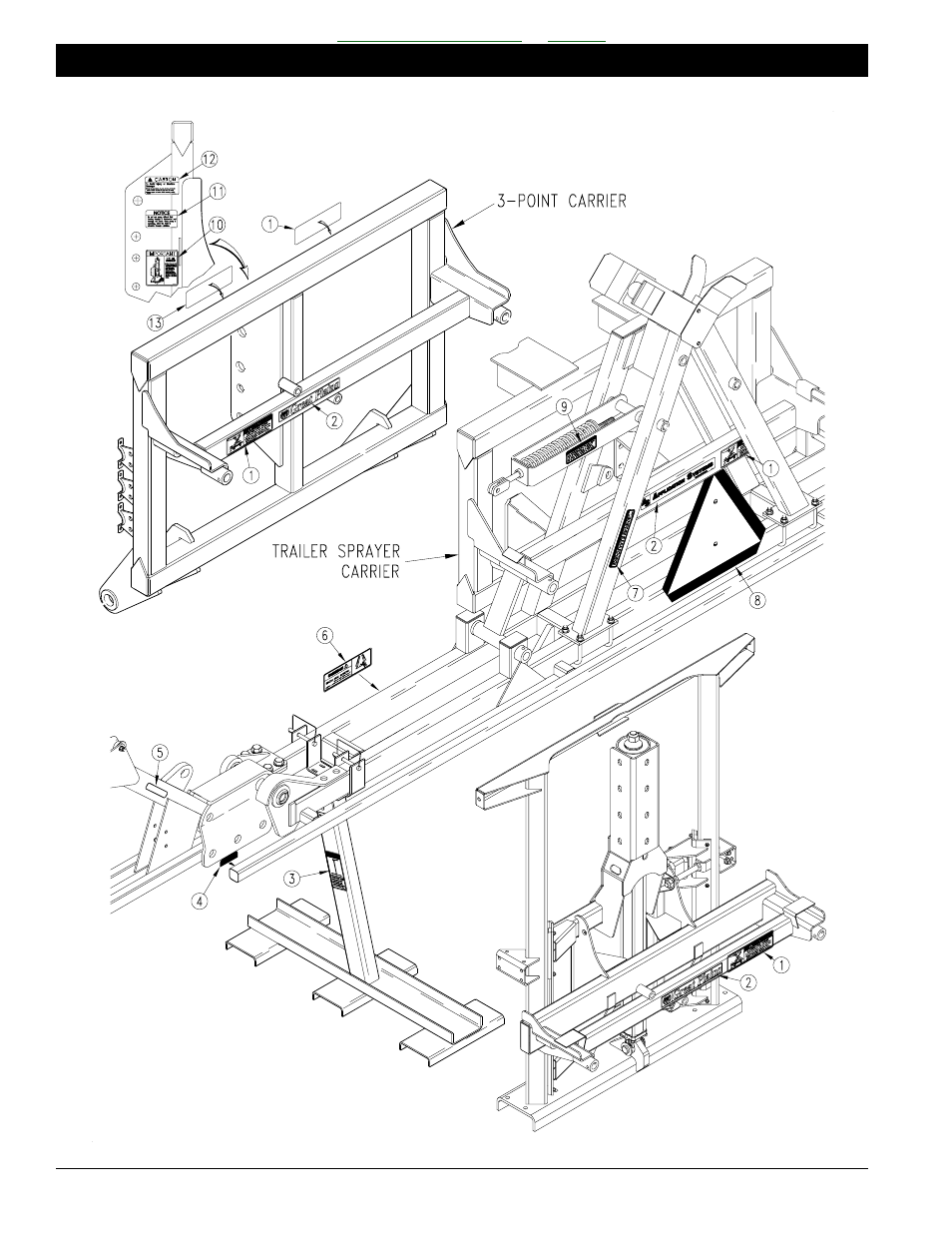 Section 6 decals -1, Decal placement -1, Table of contents index | Decal placement | Great Plains CF60 Parts Manual User Manual | Page 58 / 61