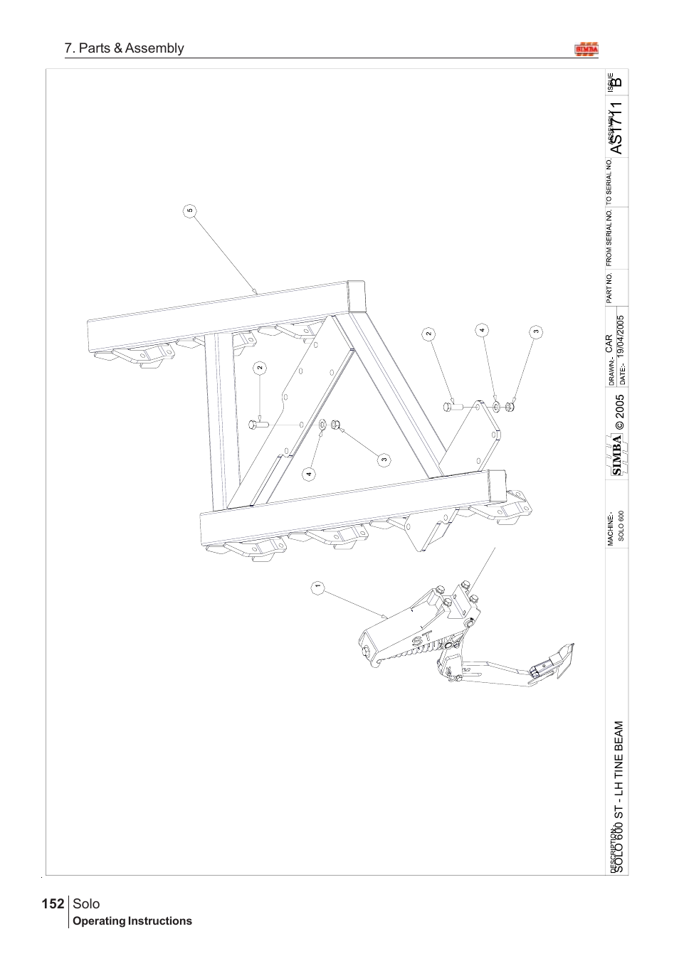 Bas 171 1, Solo, 152 7. parts & assembly | Great Plains Solo 2007 Assembly Instructions User Manual | Page 112 / 184