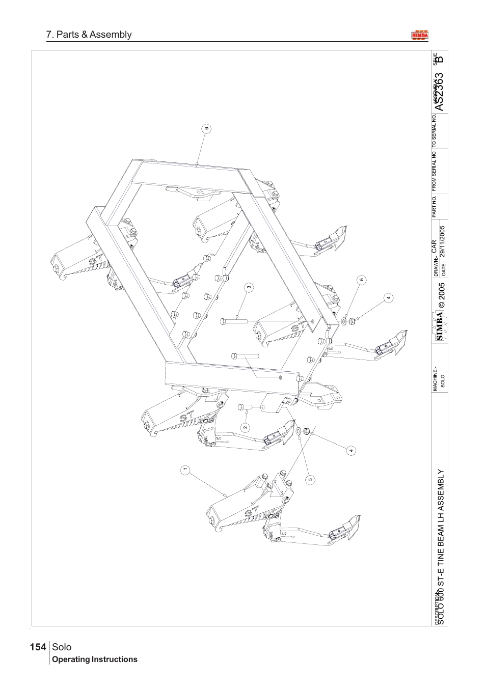 Bas2 36 3, Solo, 154 7. parts & assembly | Great Plains Solo 2007 Assembly Instructions User Manual | Page 114 / 184