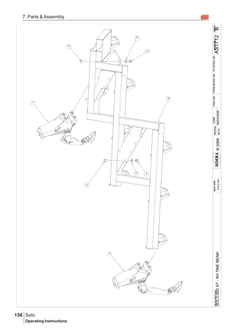 Bas 17 12, Solo, 156 7. parts & assembly | Great Plains Solo 2007 Assembly Instructions User Manual | Page 116 / 184