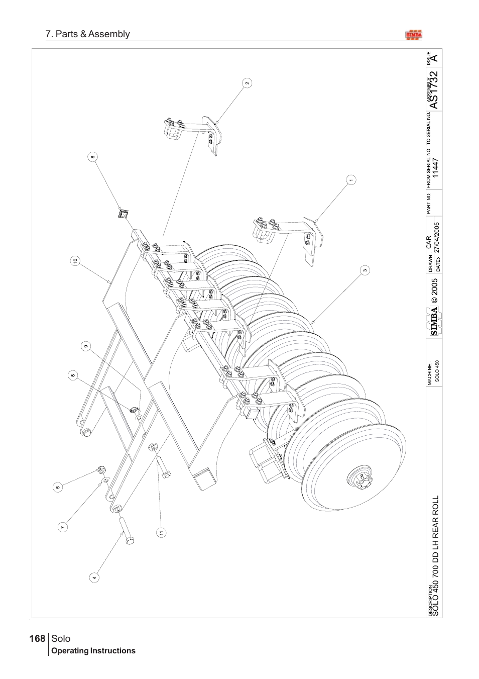 Aas17 32, Solo, 168 7. parts & assembly | Great Plains Solo 2007 Assembly Instructions User Manual | Page 128 / 184