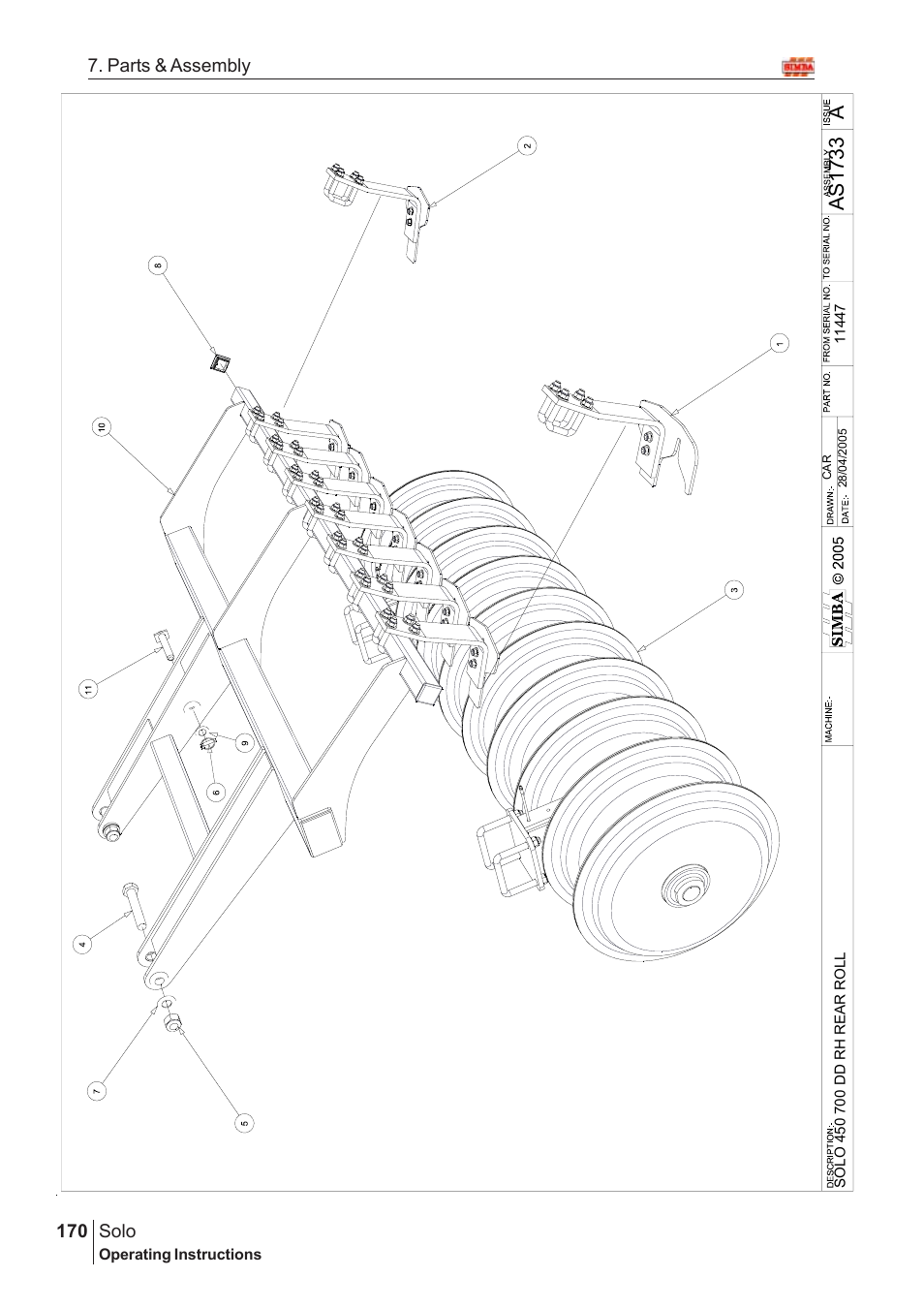 Aas17 33, Solo, 170 7. parts & assembly | Great Plains Solo 2007 Assembly Instructions User Manual | Page 130 / 184