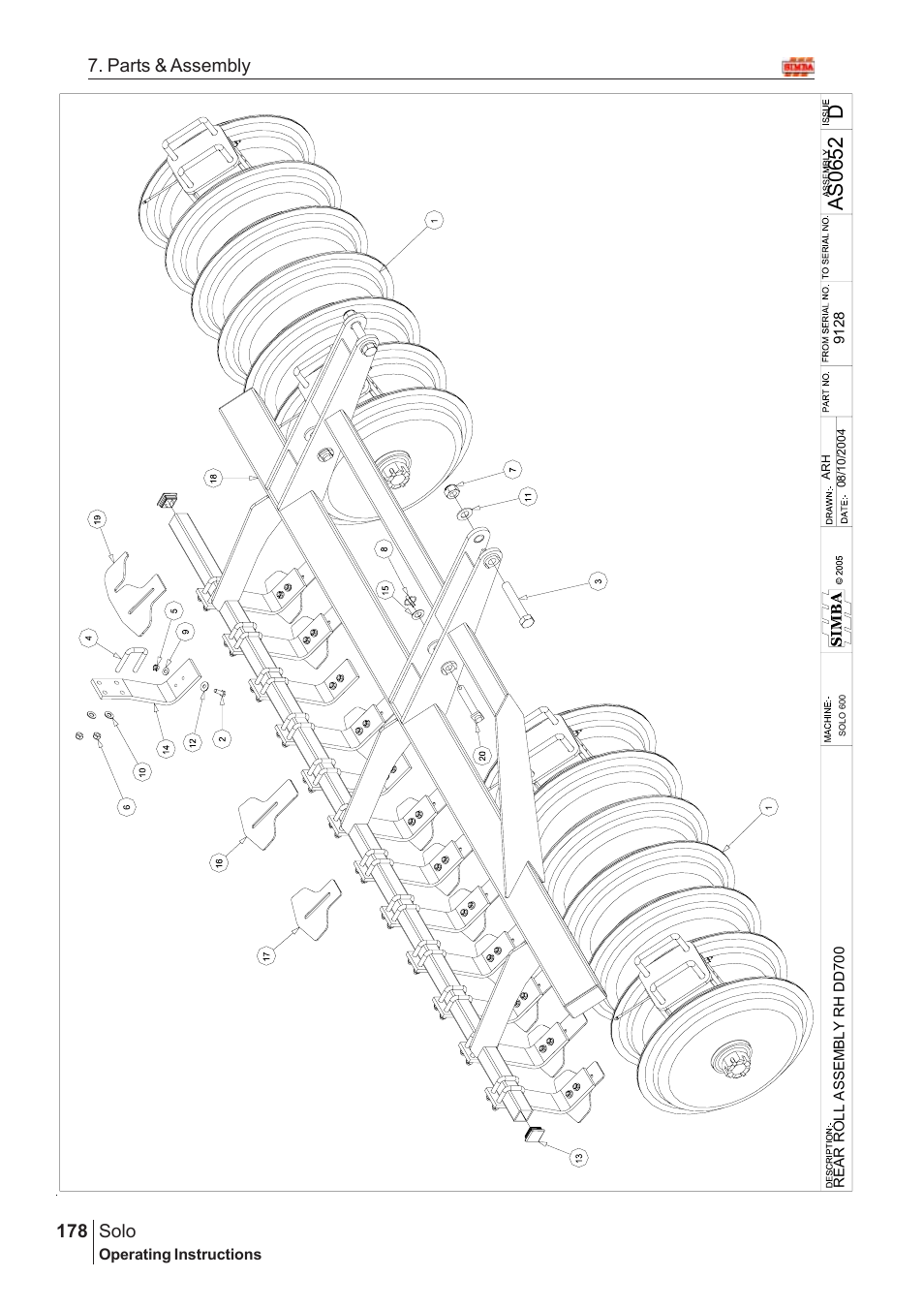 Das06 5 2, Solo, 178 7. parts & assembly | Great Plains Solo 2007 Assembly Instructions User Manual | Page 138 / 184