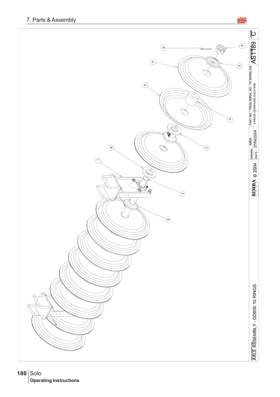 Cas11 89, Solo, 180 7. parts & assembly | Great Plains Solo 2007 Assembly Instructions User Manual | Page 140 / 184