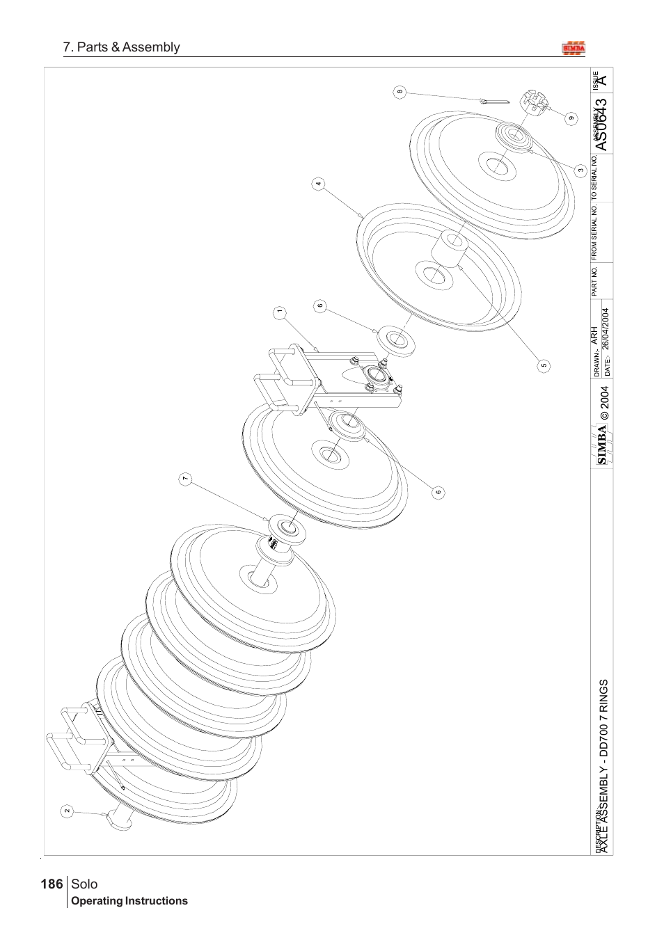 Aas06 43, Solo, 186 7. parts & assembly | Great Plains Solo 2007 Assembly Instructions User Manual | Page 146 / 184