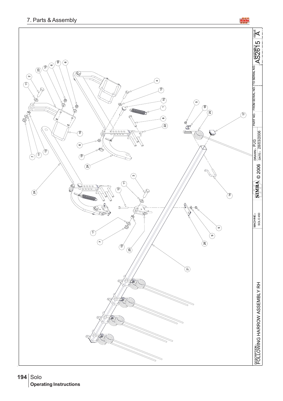 Aas2615, Solo, 194 7. parts & assembly | Great Plains Solo 2007 Assembly Instructions User Manual | Page 154 / 184