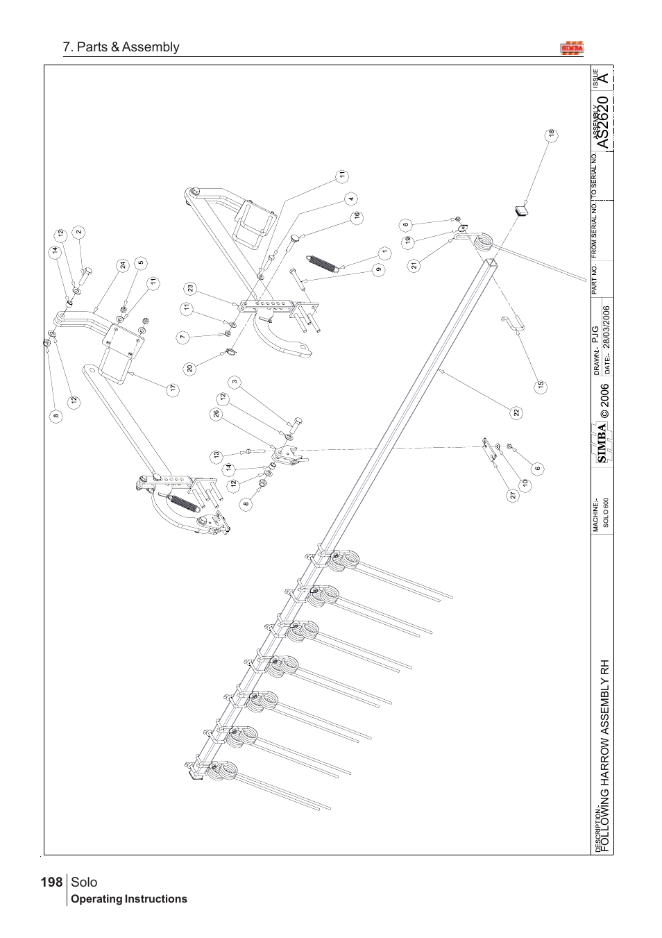 Aas2620, Solo, 198 7. parts & assembly | Great Plains Solo 2007 Assembly Instructions User Manual | Page 158 / 184
