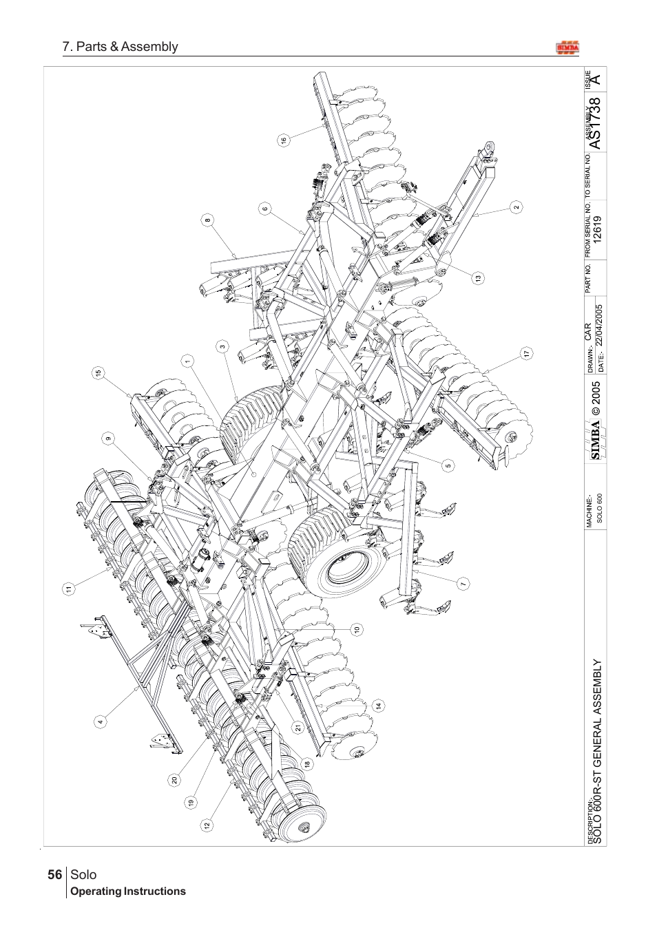 Aas17 38, Solo, 56 7. parts & assembly | Great Plains Solo 2007 Assembly Instructions User Manual | Page 16 / 184