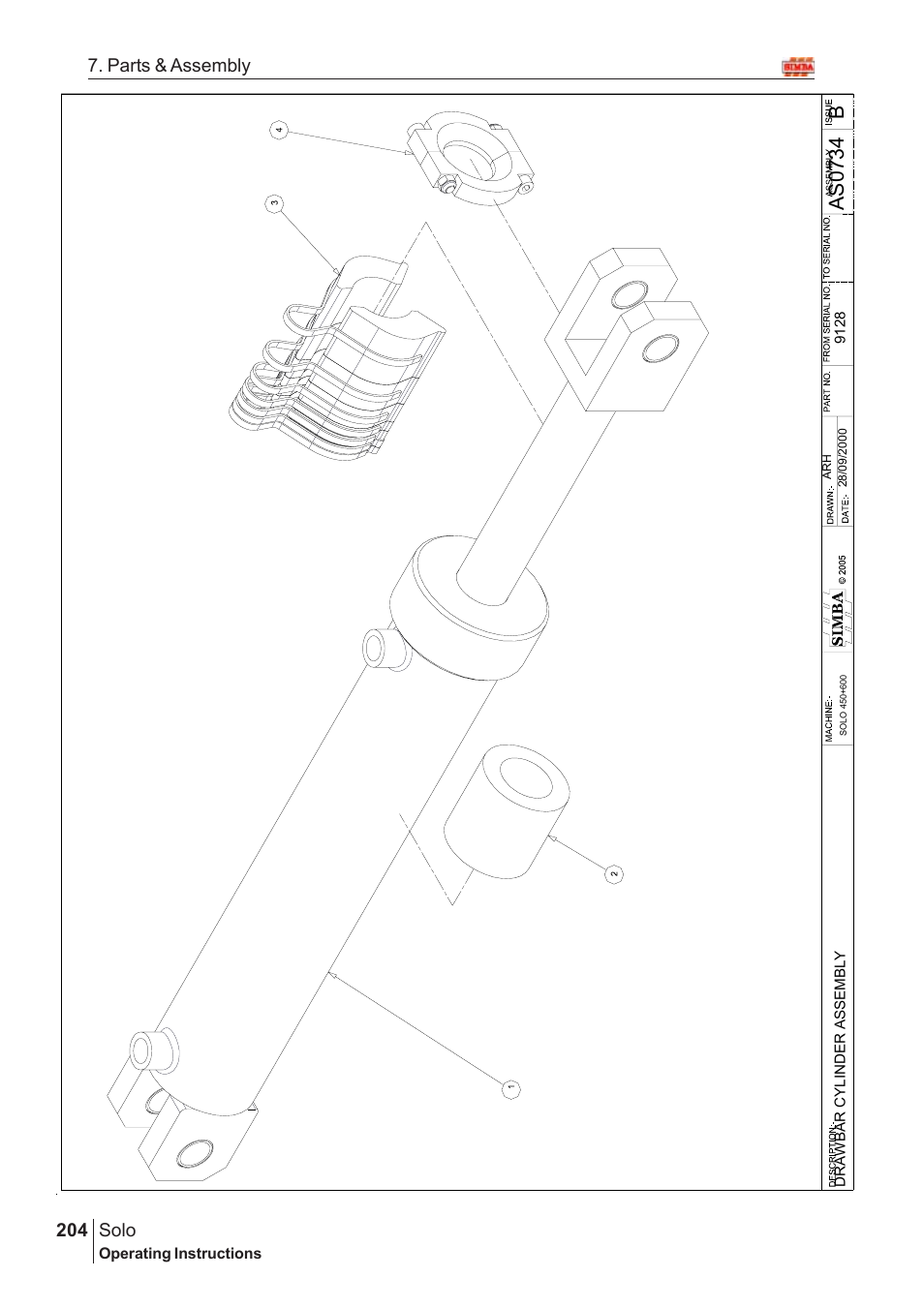 Bas07 34, Solo, 204 7. parts & assembly | Great Plains Solo 2007 Assembly Instructions User Manual | Page 164 / 184