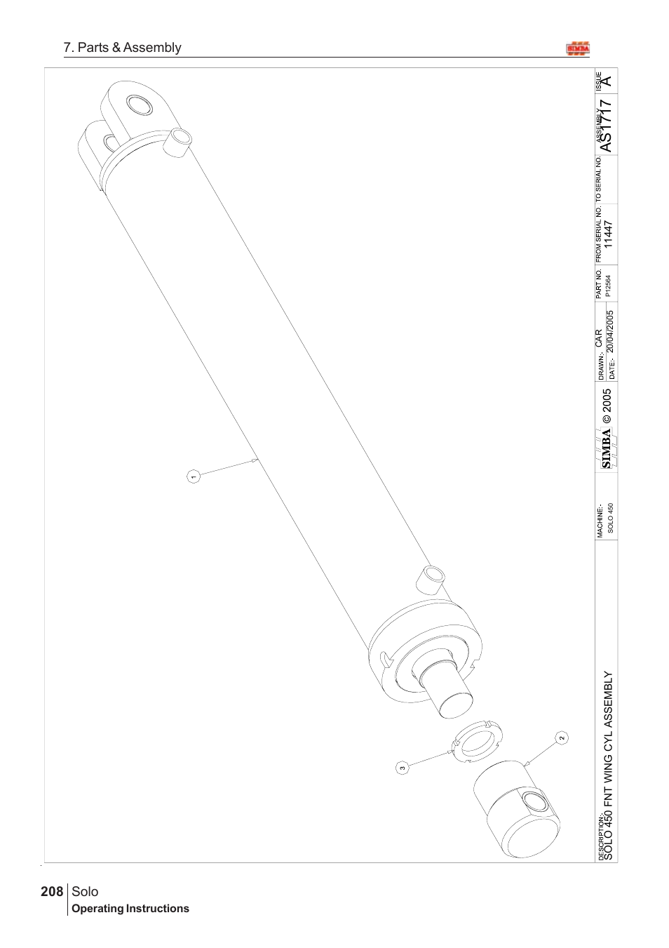 Aas17 17, Solo, 208 7. parts & assembly | Great Plains Solo 2007 Assembly Instructions User Manual | Page 168 / 184