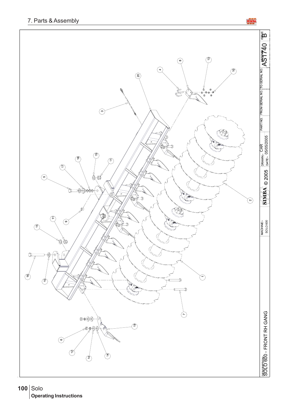 Bas17 40, Solo, 100 7. parts & assembly | Great Plains Solo 2007 Assembly Instructions User Manual | Page 60 / 184