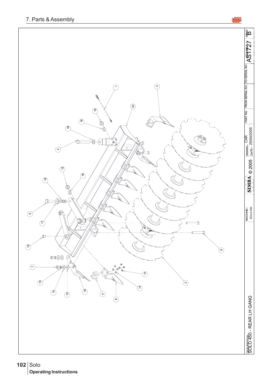 Bas17 27, Solo, 102 7. parts & assembly | Great Plains Solo 2007 Assembly Instructions User Manual | Page 62 / 184