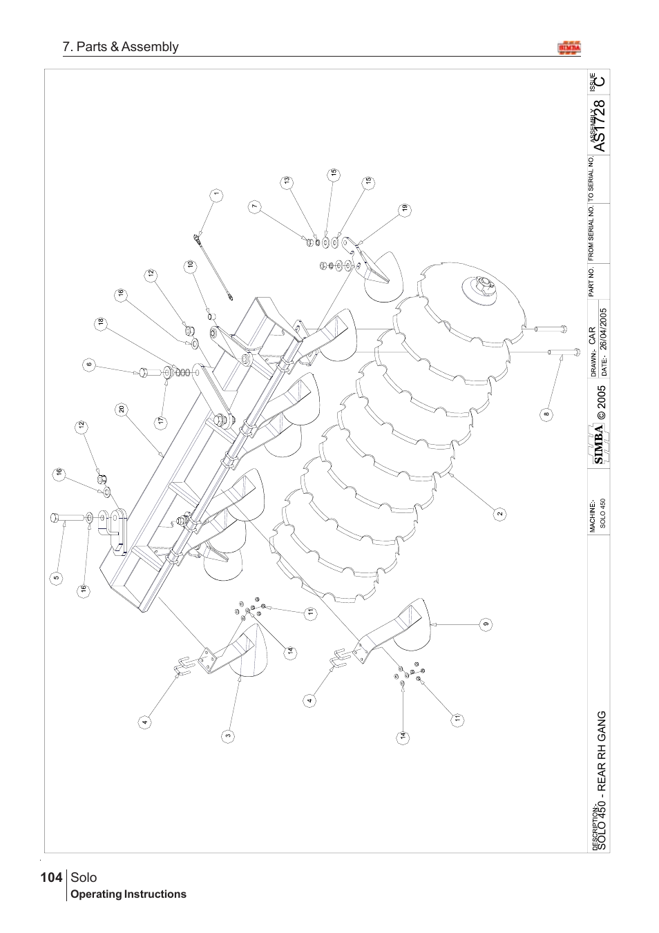 Cas17 2 8, Solo, 104 7. parts & assembly | Great Plains Solo 2007 Assembly Instructions User Manual | Page 64 / 184