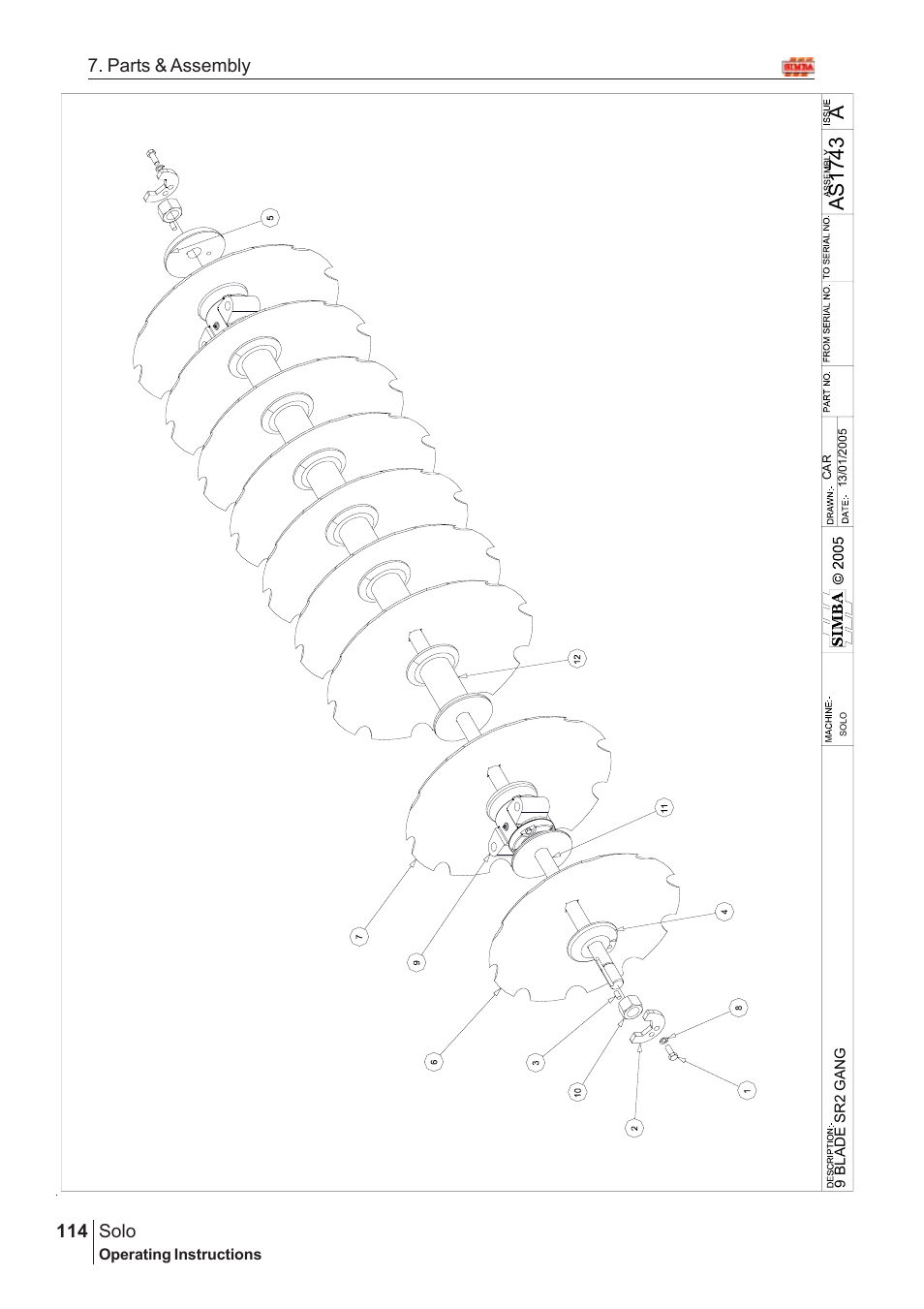 Aas17 43, Solo, 114 7. parts & assembly | Great Plains Solo 2007 Assembly Instructions User Manual | Page 74 / 184