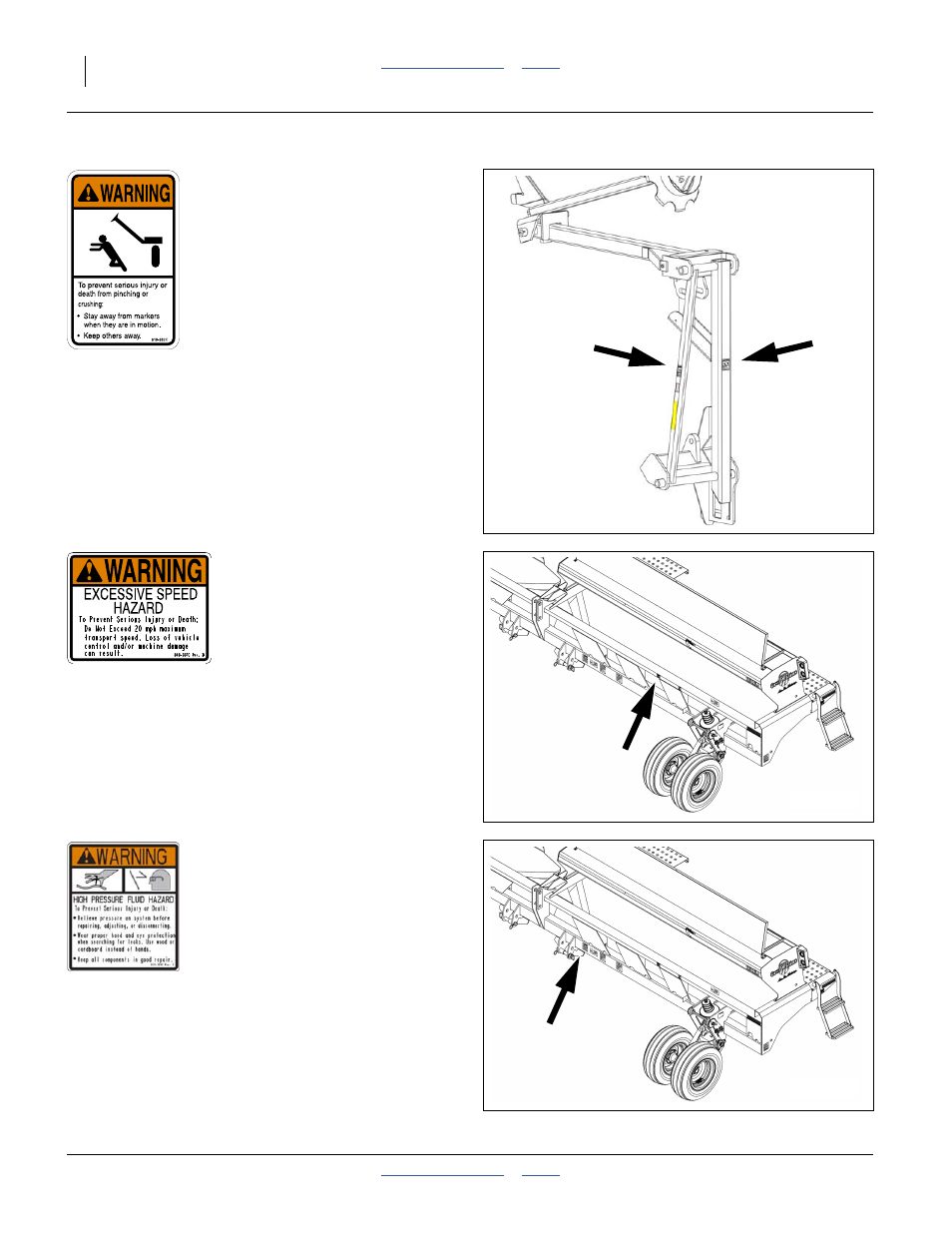 682c (option) warning: marker pinch/crush, 337c warning: speed hazard, 339c warning: high pressure fluid hazard | Great Plains 2525A Operator Manual User Manual | Page 12 / 116
