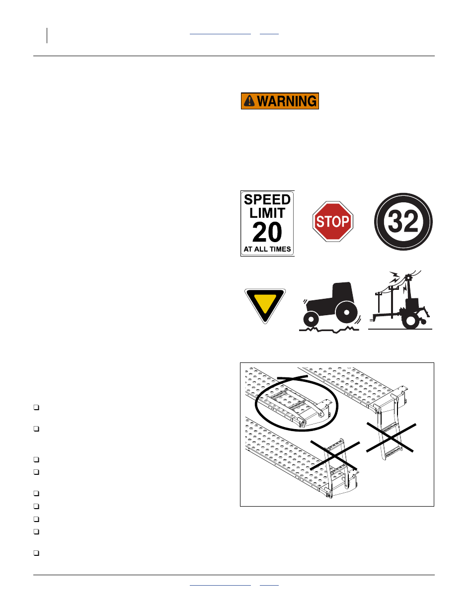 Transporting, Check tractor capacity and configuration, Remove extra drill weights | Unload seed box, Secure markers, Transport checklist | Great Plains 2525A Operator Manual User Manual | Page 24 / 116