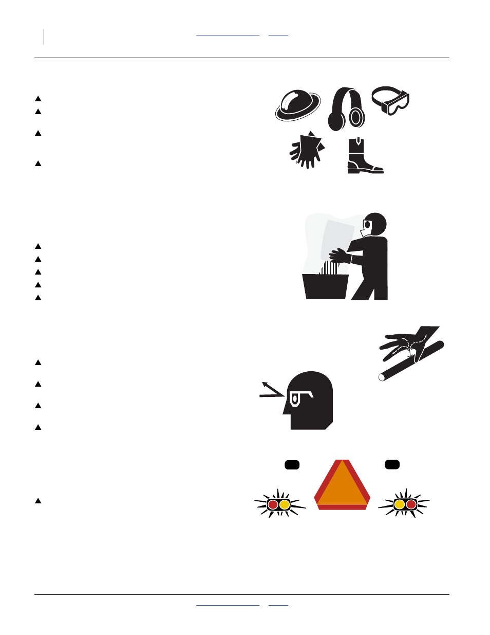 Wear protective equipment, Handle chemicals properly, Avoid high pressure fluids | Use safety lights and devices | Great Plains 2525A Operator Manual User Manual | Page 6 / 116