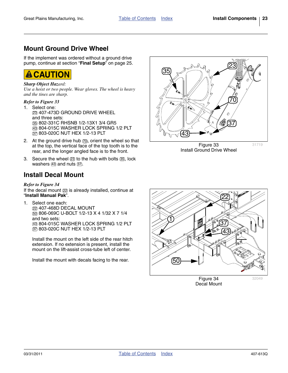 Mount ground drive wheel, Install decal mount, Mount ground drive wheel install decal mount | Great Plains NP3000A Predelivery Manual User Manual | Page 27 / 38