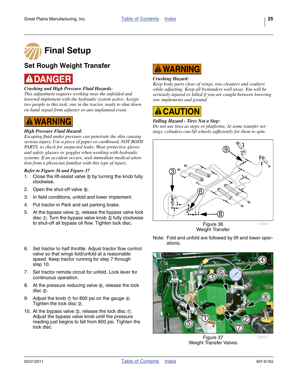 Final setup, Set rough weight transfer, Final setup set rough weight transfer | Great Plains NP3000A Predelivery Manual User Manual | Page 29 / 38