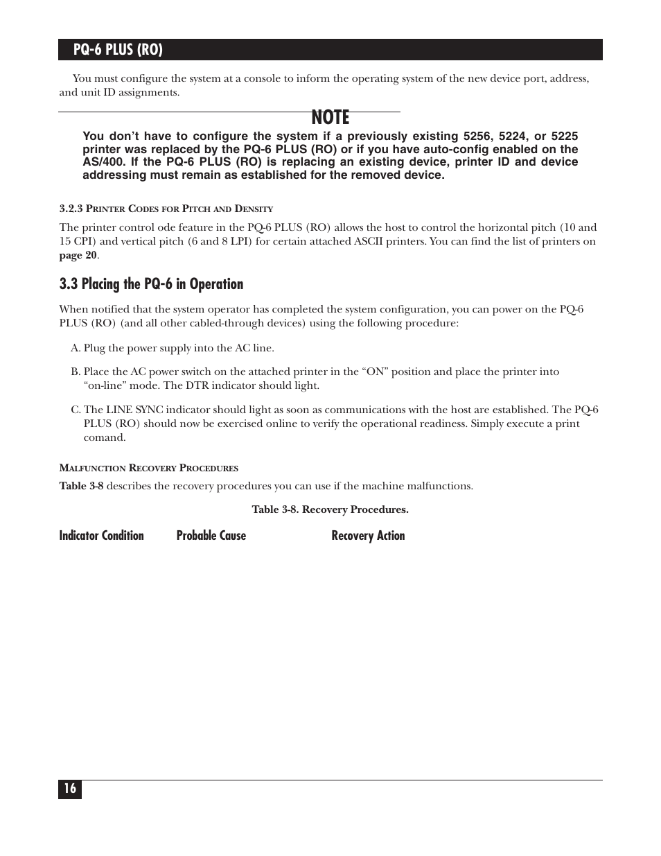 Pq-6 plus (ro), 3 placing the pq-6 in operation | Black Box PS035A User Manual | Page 17 / 30