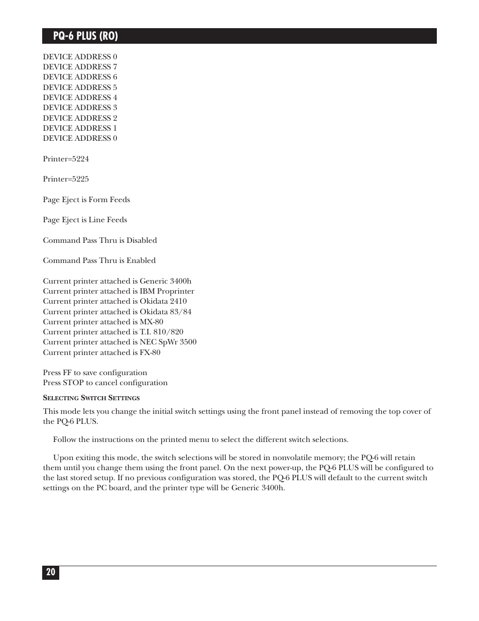 Pq-6 plus (ro) | Black Box PS035A User Manual | Page 21 / 30