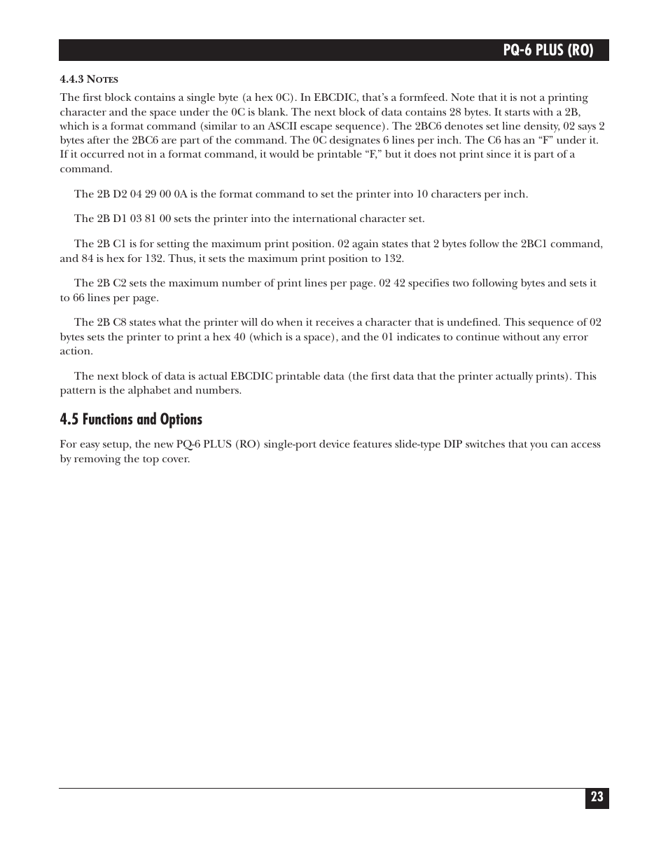 Pq-6 plus (ro), 5 functions and options | Black Box PS035A User Manual | Page 24 / 30