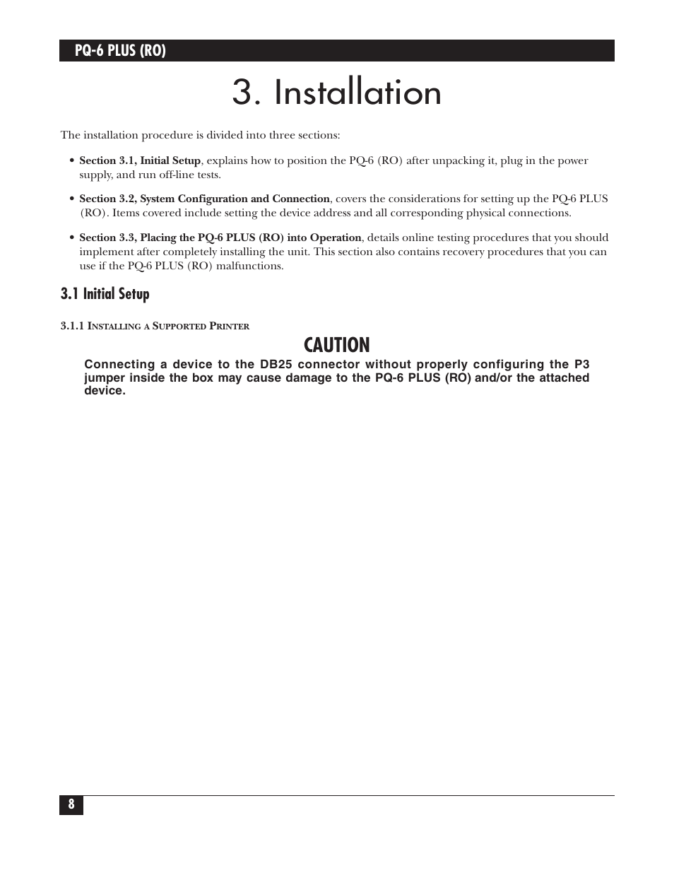 Installation, Caution | Black Box PS035A User Manual | Page 9 / 30