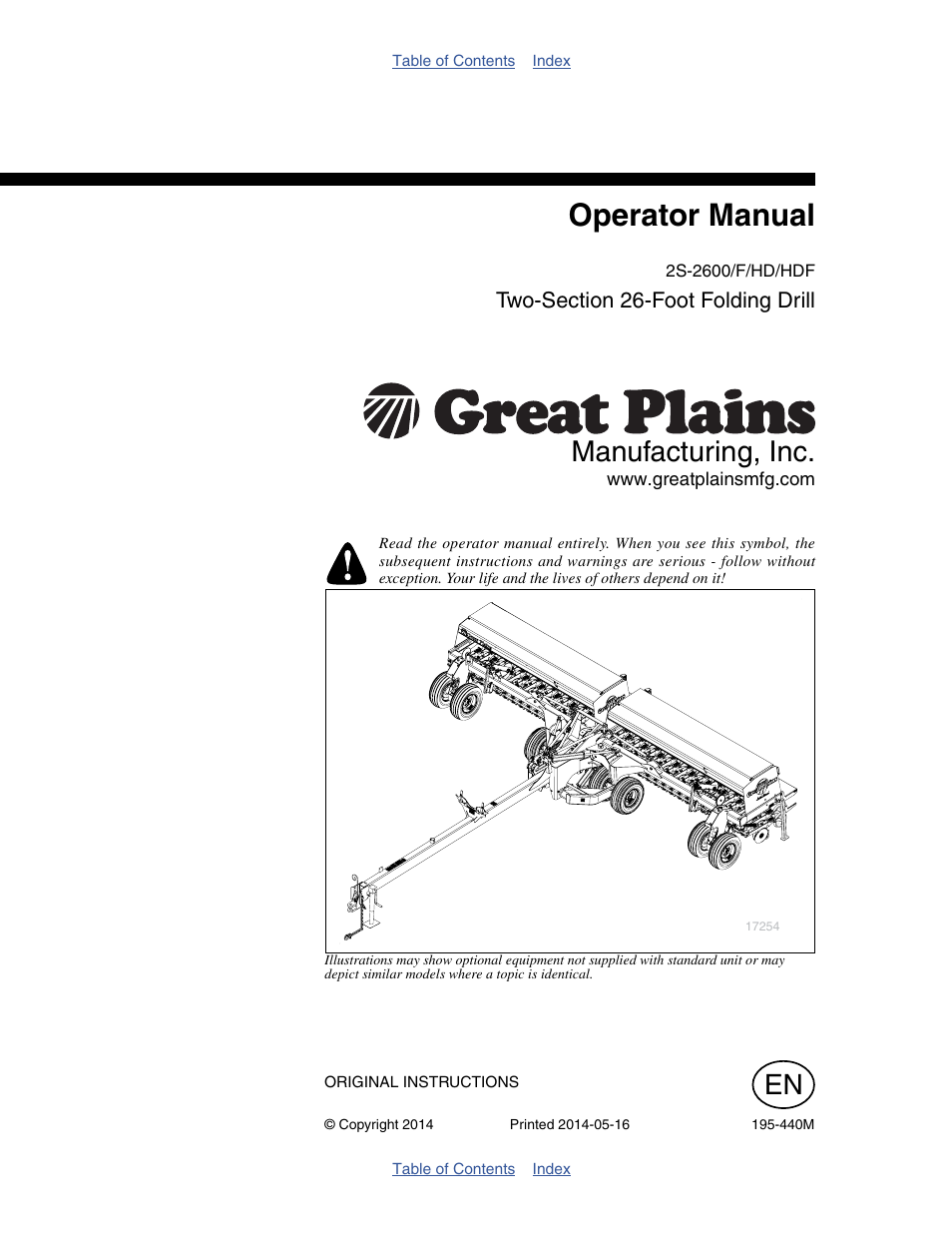 Great Plains 2S-2600HDF Operator Manual v1 User Manual | 116 pages