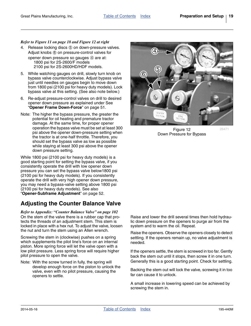Adjusting the counter balance valve | Great Plains 2S-2600HDF Operator Manual v1 User Manual | Page 23 / 116