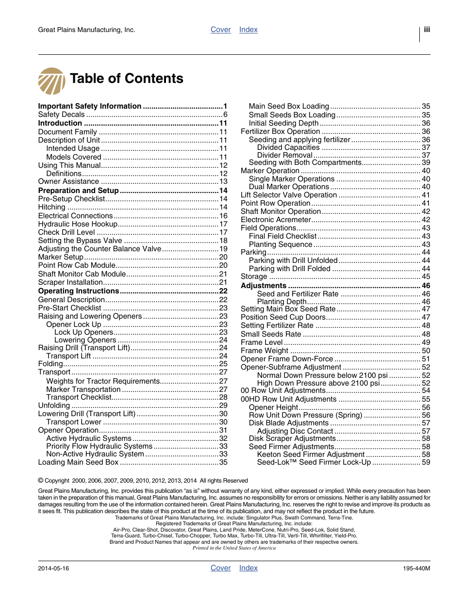 Great Plains 2S-2600HDF Operator Manual v1 User Manual | Page 3 / 116