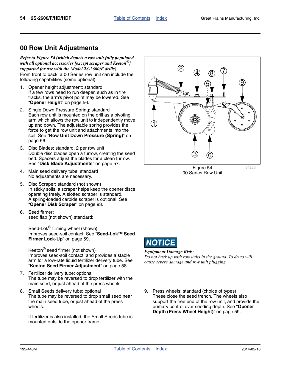 00 row unit adjustments | Great Plains 2S-2600HDF Operator Manual v1 User Manual | Page 58 / 116