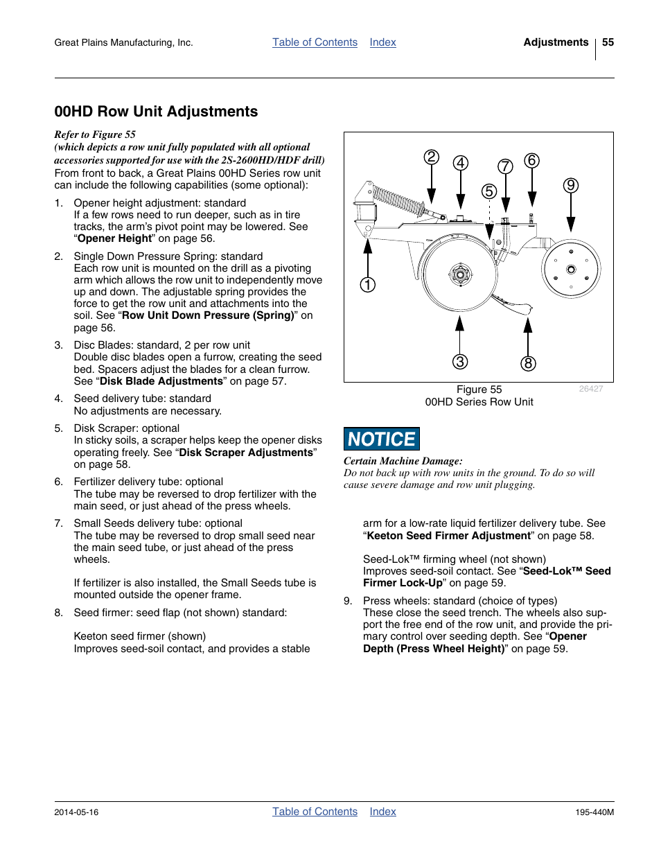 00hd row unit adjustments | Great Plains 2S-2600HDF Operator Manual v1 User Manual | Page 59 / 116