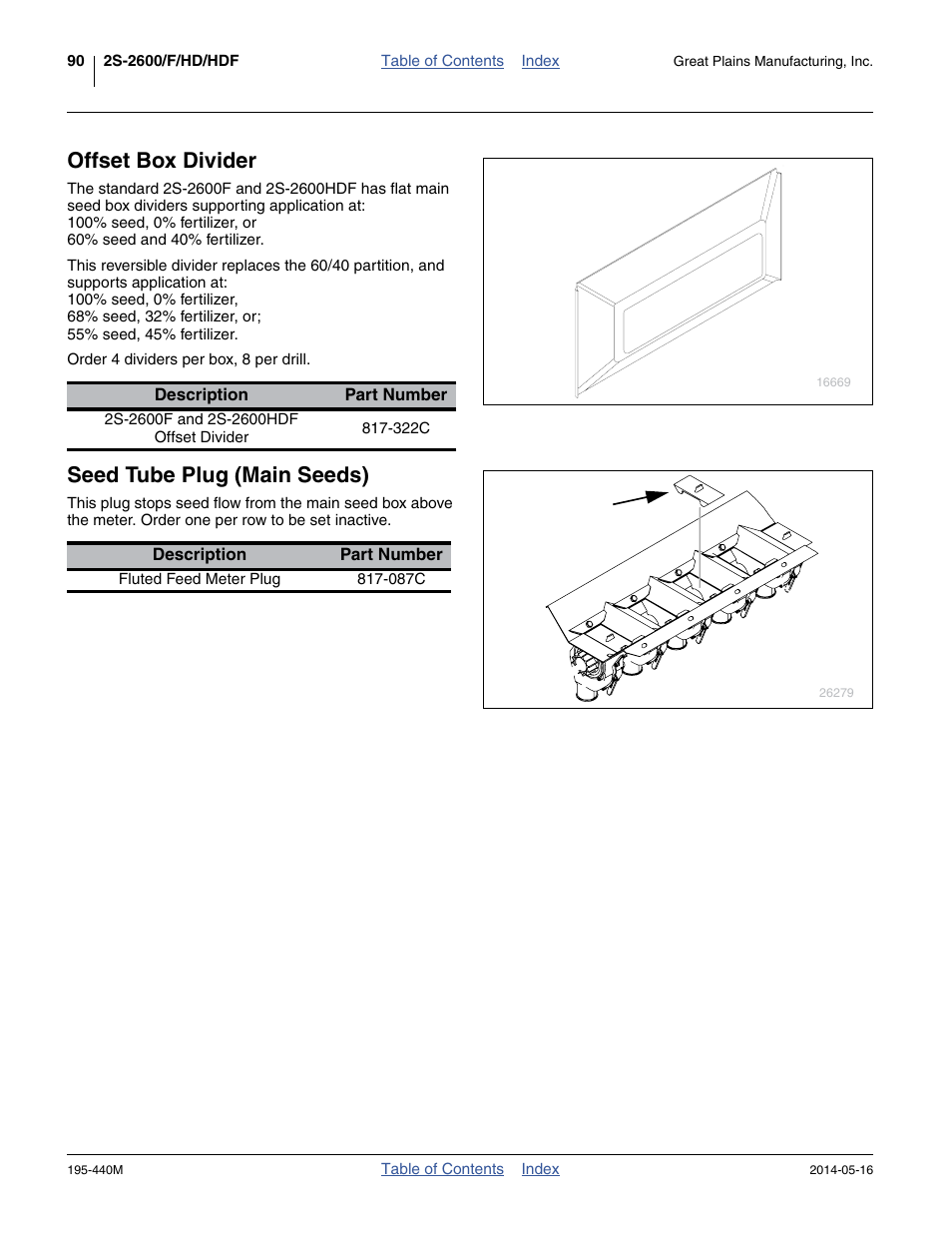 Offset box divider, Seed tube plug (main seeds) | Great Plains 2S-2600HDF Operator Manual v1 User Manual | Page 94 / 116