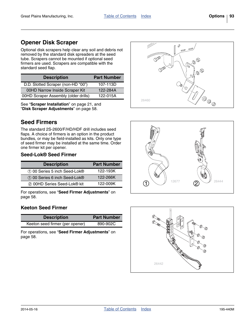 Opener disk scraper, Seed firmers, Seed-lok® seed firmer | Keeton seed firmer | Great Plains 2S-2600HDF Operator Manual v1 User Manual | Page 97 / 116