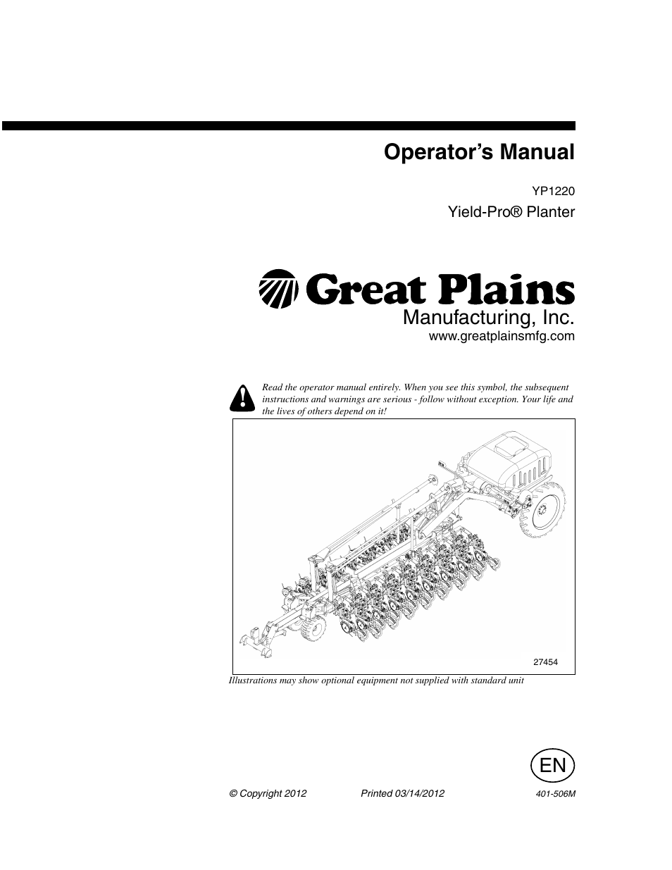 Great Plains YP1220 Operator Manual User Manual | 90 pages