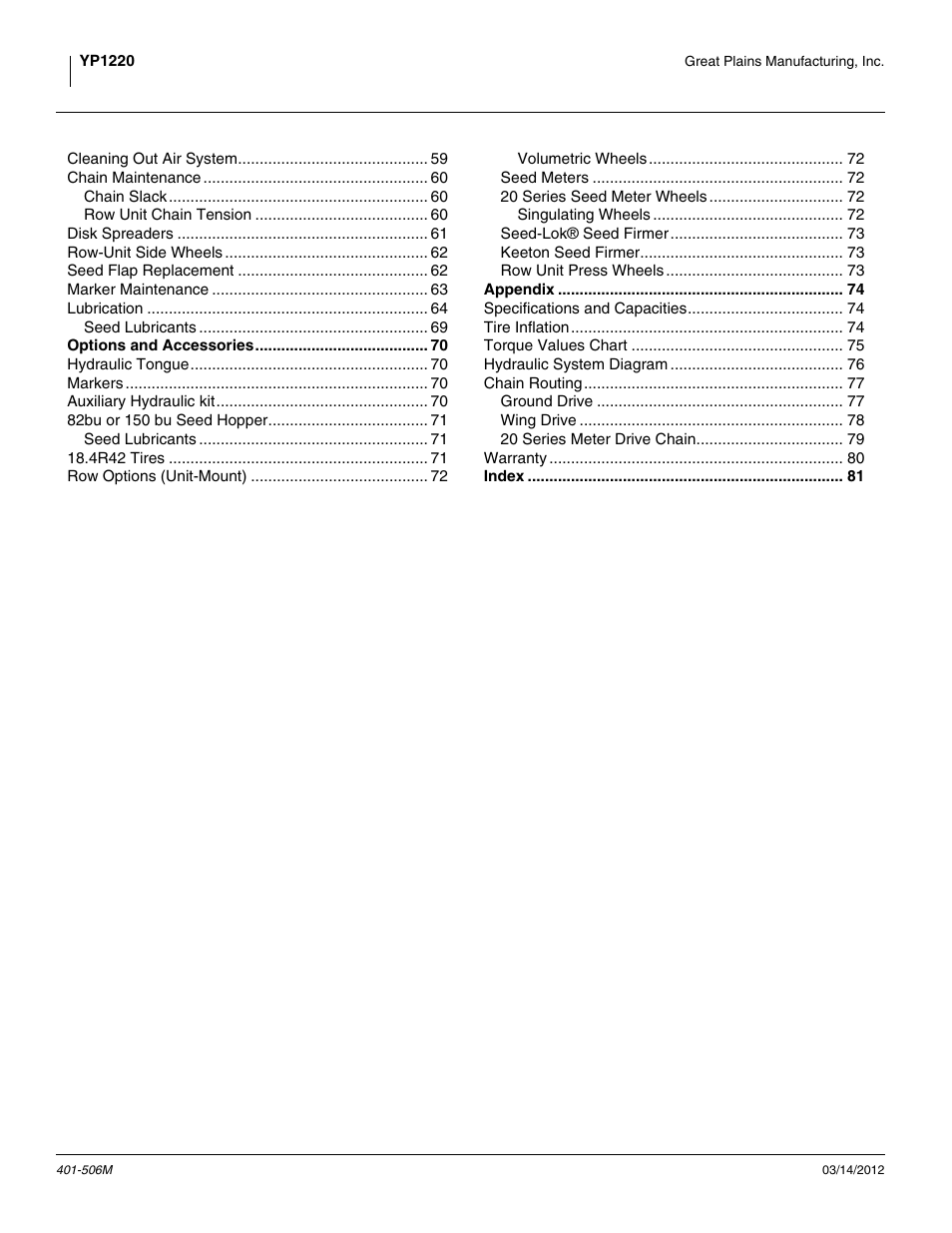 Great Plains YP1220 Operator Manual User Manual | Page 4 / 90