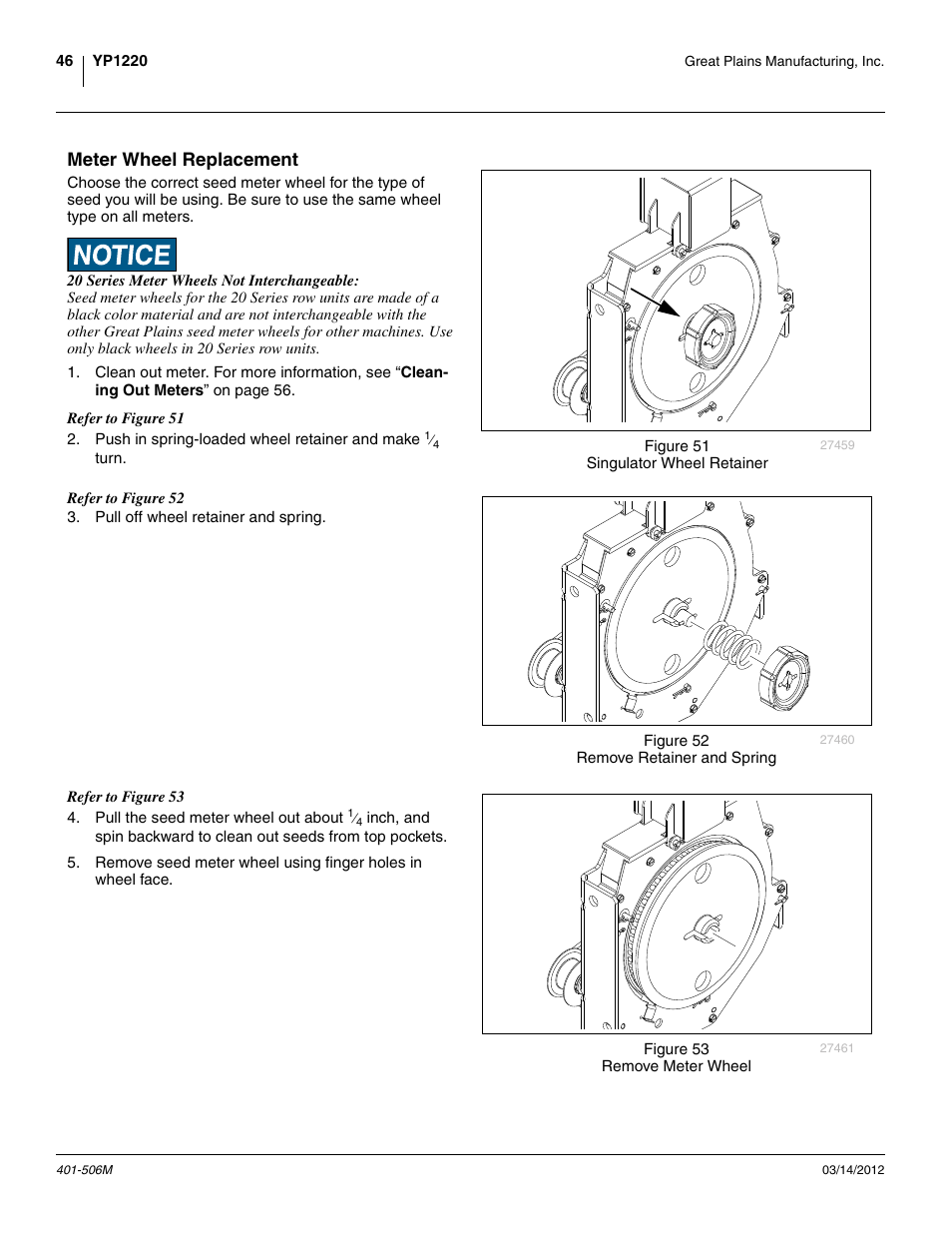 Meter wheel replacement | Great Plains YP1220 Operator Manual User Manual | Page 50 / 90