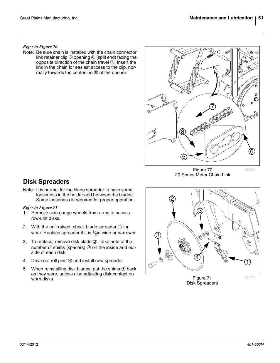 Disk spreaders | Great Plains YP1220 Operator Manual User Manual | Page 65 / 90