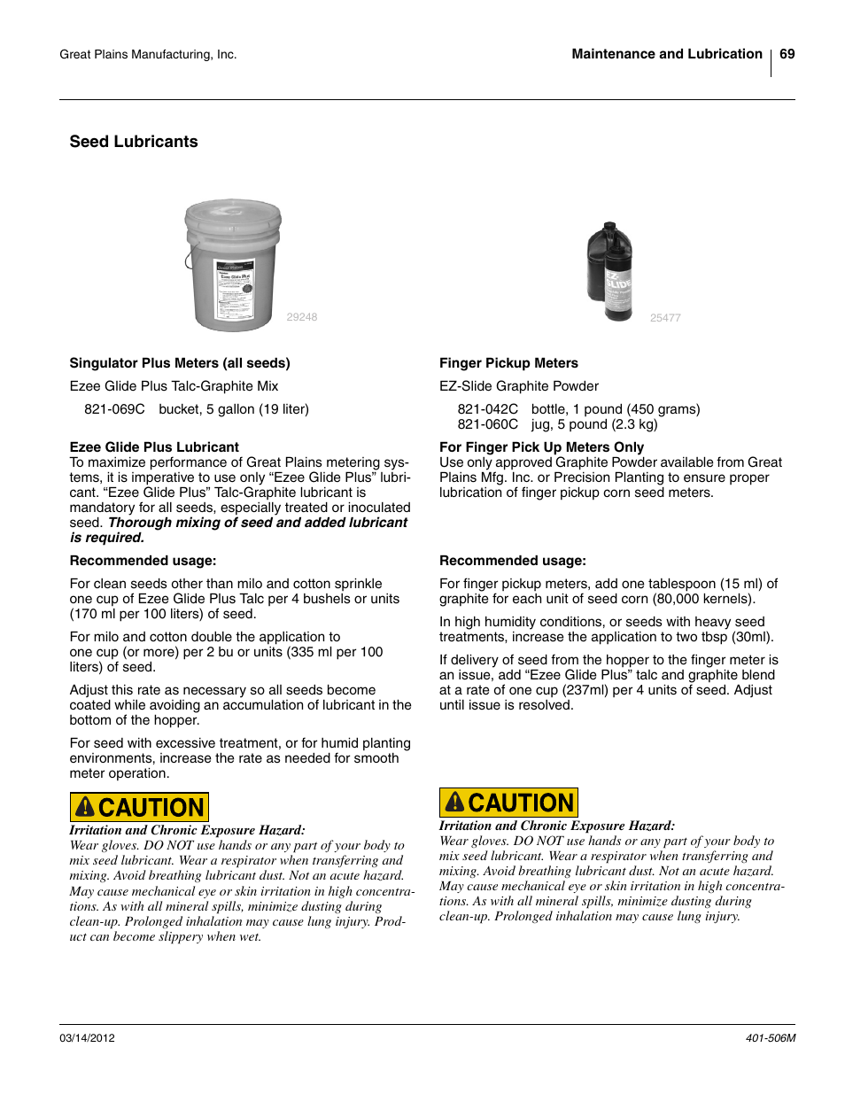 Seed lubricants | Great Plains YP1220 Operator Manual User Manual | Page 73 / 90