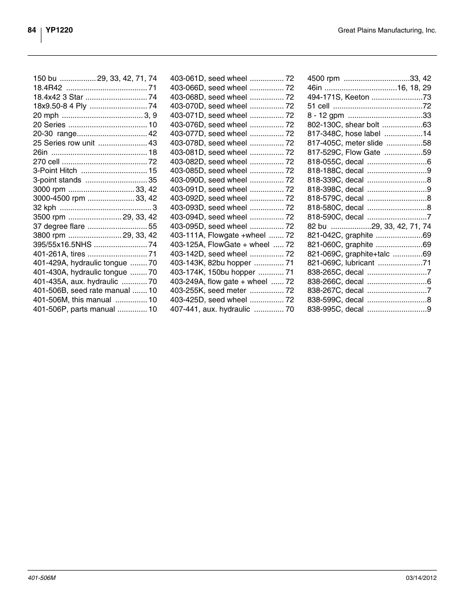 Great Plains YP1220 Operator Manual User Manual | Page 88 / 90