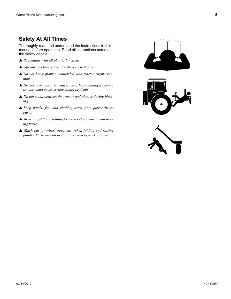 Safety at all times | Great Plains YP1220 Operator Manual User Manual | Page 9 / 90