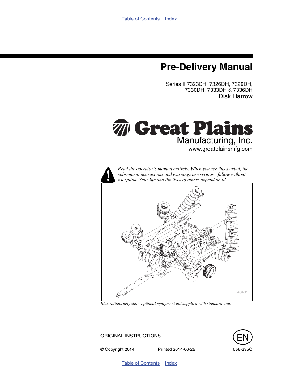 Great Plains 7336 DH Predelivery Manual User Manual | 66 pages