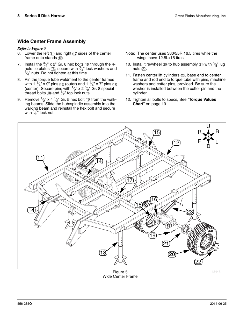 Wide center frame assembly | Great Plains 7336 DH Predelivery Manual User Manual | Page 12 / 66
