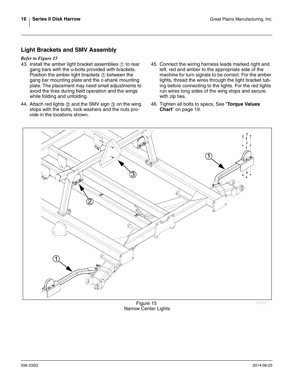 Light brackets and smv assembly | Great Plains 7336 DH Predelivery Manual User Manual | Page 20 / 66