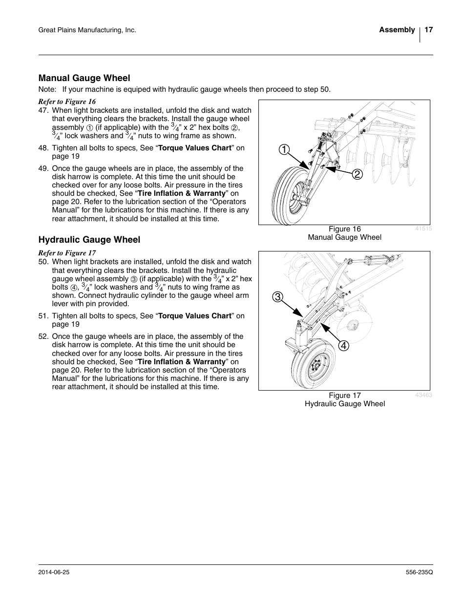 Manual gauge wheel, Hydraulic gauge wheel, Manual gauge wheel hydraulic gauge wheel | Great Plains 7336 DH Predelivery Manual User Manual | Page 21 / 66