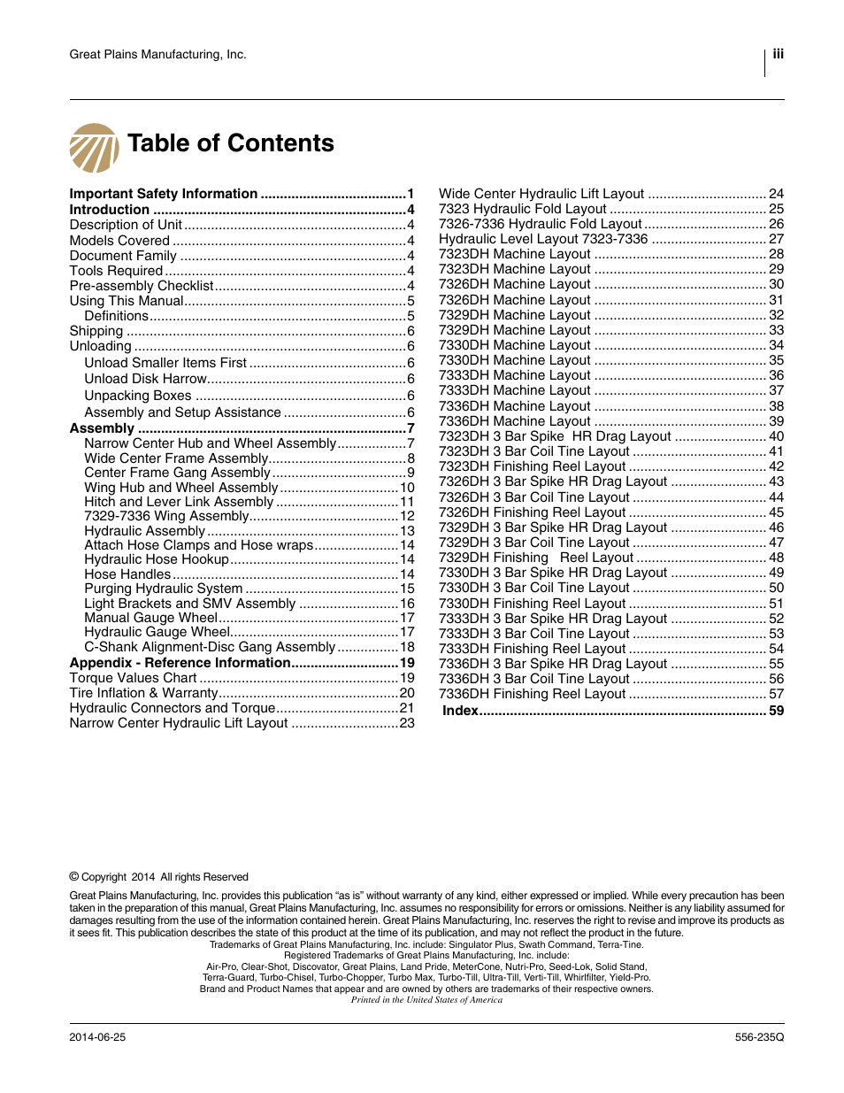 Great Plains 7336 DH Predelivery Manual User Manual | Page 3 / 66