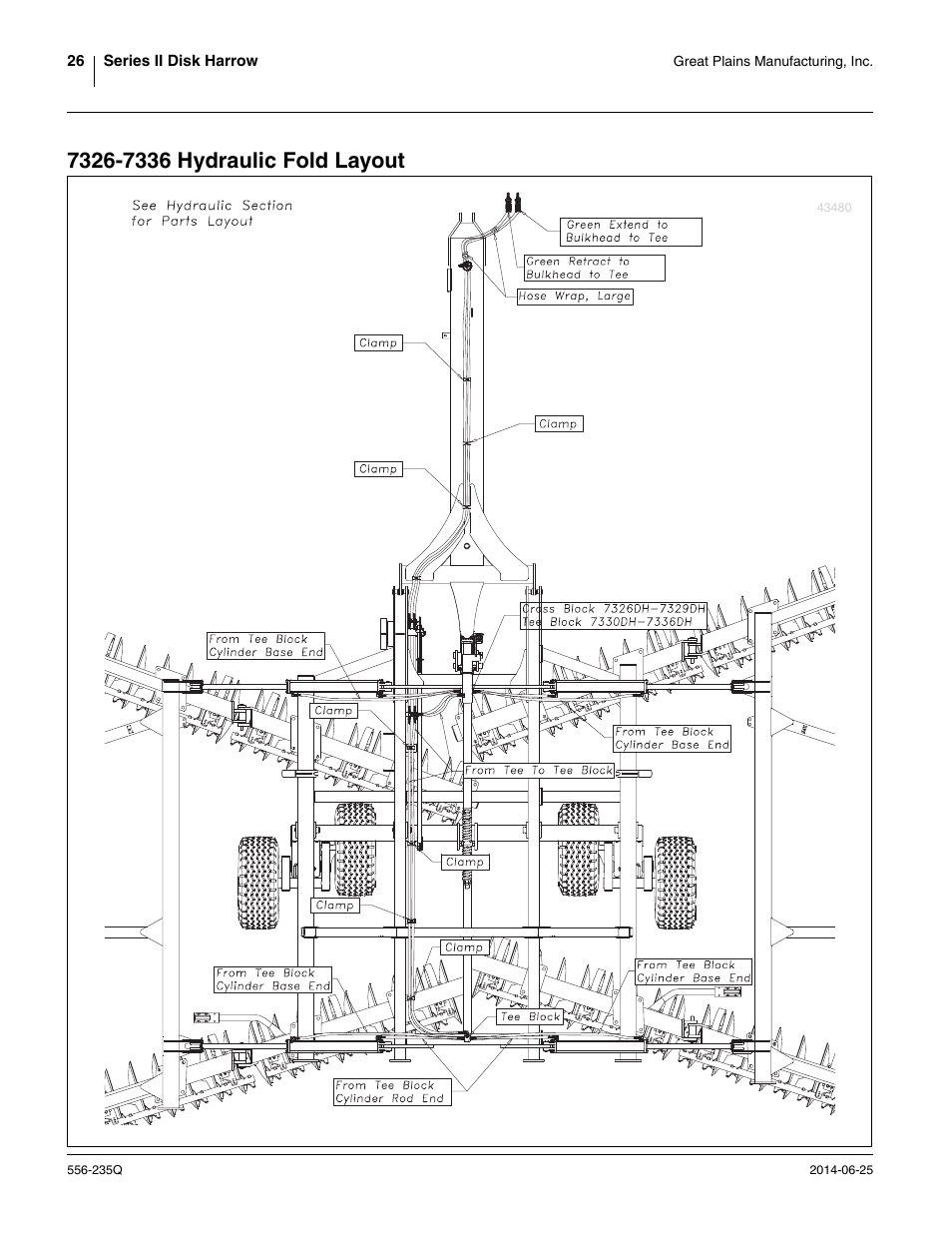 7326-7336 hydraulic fold layout | Great Plains 7336 DH Predelivery Manual User Manual | Page 30 / 66
