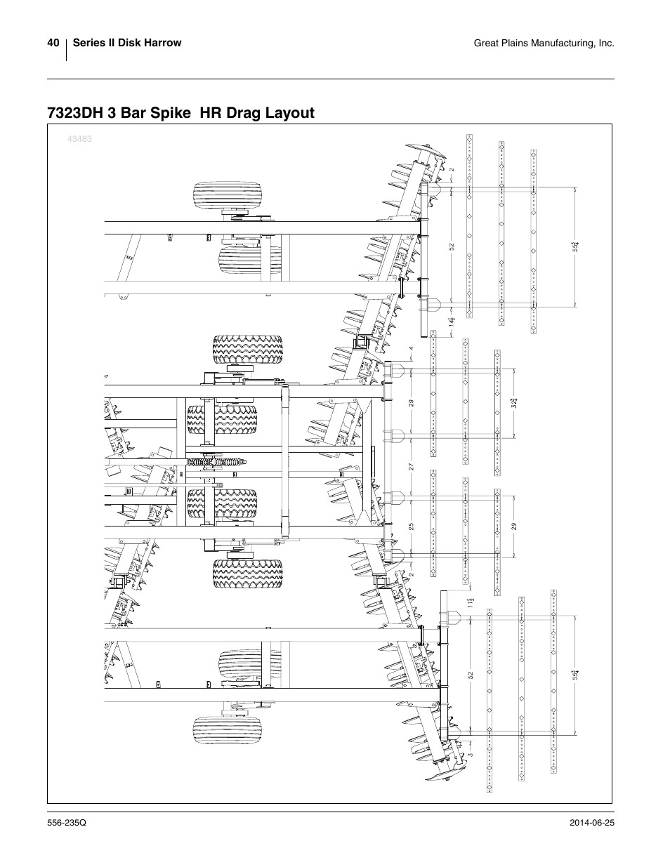7323dh 3 bar spike hr drag layout | Great Plains 7336 DH Predelivery Manual User Manual | Page 44 / 66