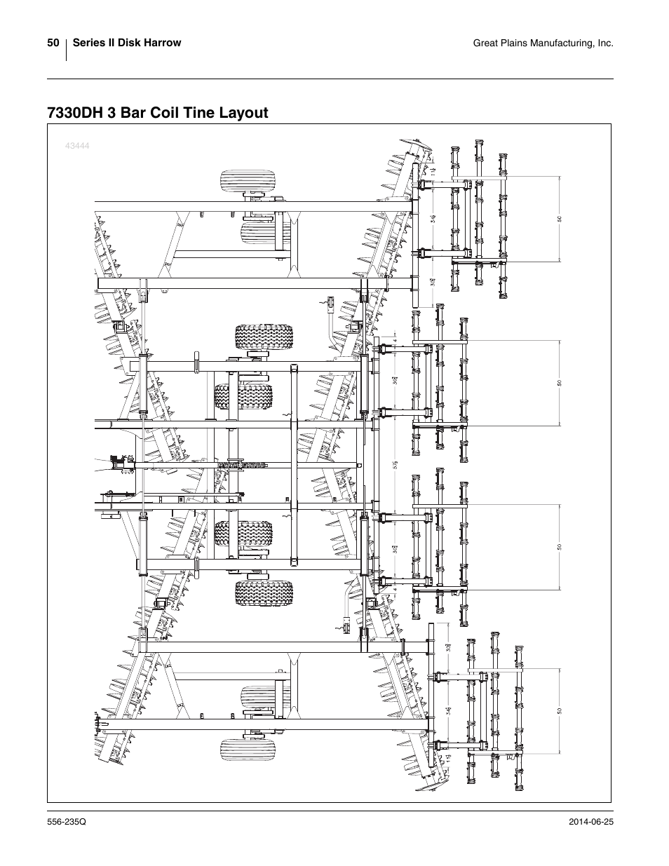 7330dh 3 bar coil tine layout | Great Plains 7336 DH Predelivery Manual User Manual | Page 54 / 66